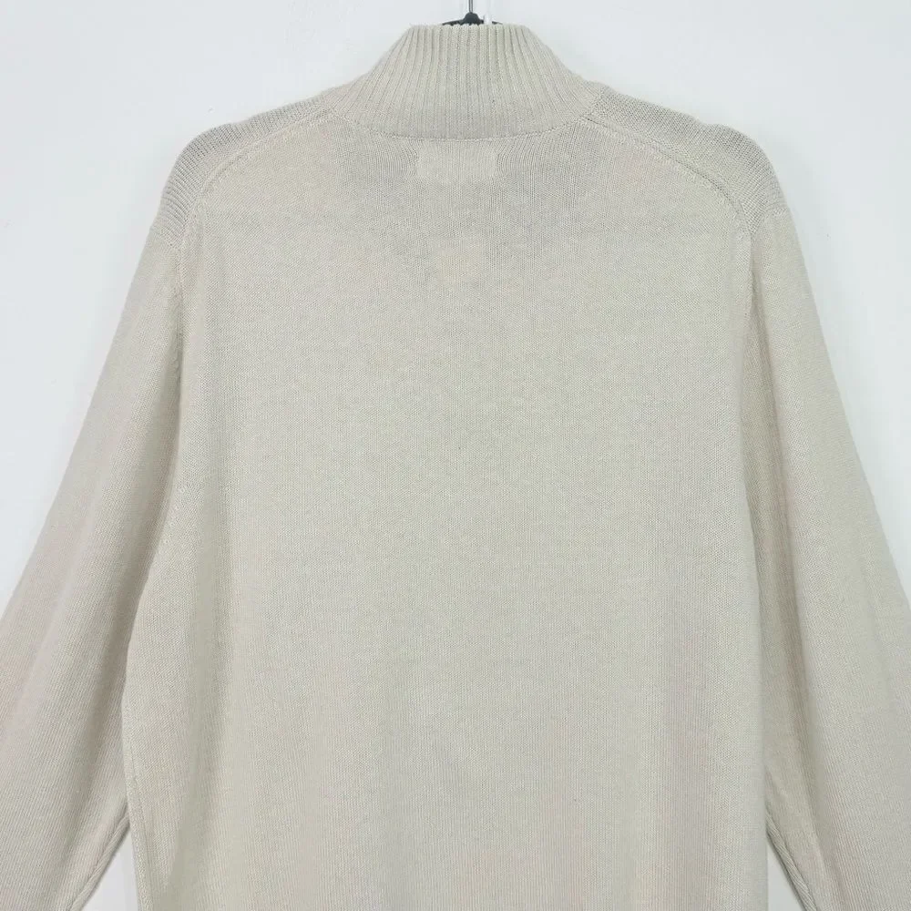 Sun River Clothing Co. Ivory Heather Quarter Button Cotton Pullover Sweater NEW